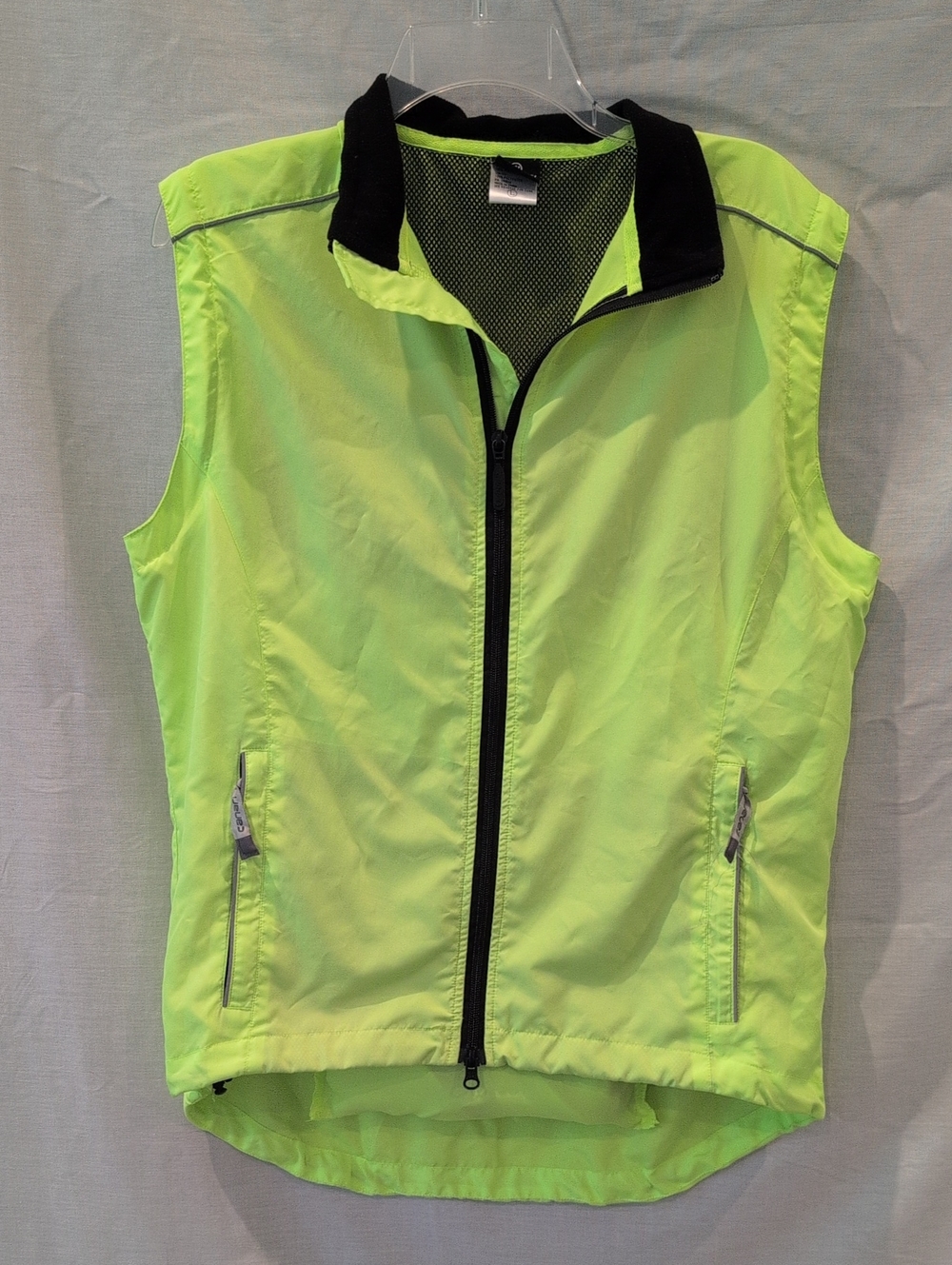 Canari Cycling Jacket Convertible Vest Women's L Hi-Vis Yellow Zip-Off Sleeves R